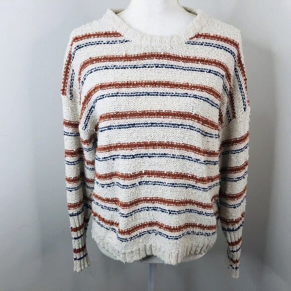 Billabong Womens Striped Nubby Crew Neck Sweater Size M Oversized Multi-colored - Picture 3 of 12